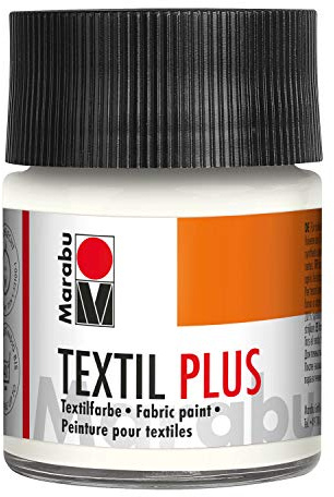Marabu 17150005070 - Textil Plus weiß 50 ml, volldeckende Stoffmalfarbe für dunkle Stoffe, geeignet für Stoffmalerei und Stoffdruck, nach Fixierung waschbeständig bis 40 °C