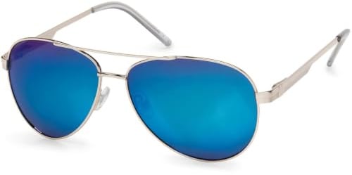 styleBREAKER Piloten Sonnenbrille Polarisiert Set Etui, Silber/Blau