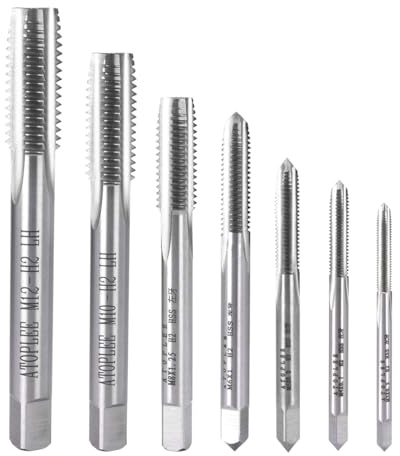 ATOPLEE 7 Stück HSS 6542 Metrischer Linksgewinde Gewindebohrer Satz, M3 M4 M5 M6 M8 M10 M12