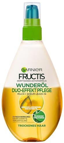 Garnier Duo-Effekt Pflege Oil Repair Haarkur, Intensiv Haaröl zum Sprühen ohne Ausspülen, mit wertvollen Natur-Ölen, für trockenes, strapaziertes Haar, Fructis, 1er Pack - 150ml