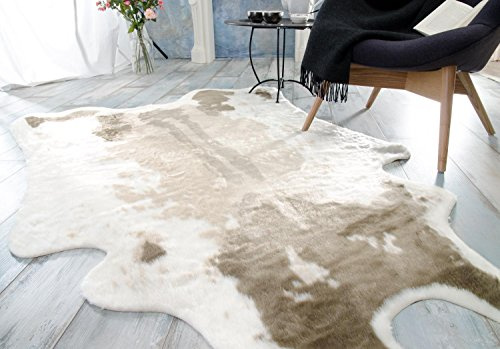 Wohnen & Accessoires Teppich aus Kuhfell-Imitat, Kunstfell Groß 145x205cm - Hellbraun