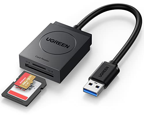 UGREEN SD Kartenleser USB 3.0 SD TF kartenlesegerät SD Card Reader SD Karten Adapter 2 Slot Speicherkartenleser für SDXC, SDHC, SD, MMC, RS-MMC, Micro SDXC, Micro SD, Micro SDHC (Schwarz)