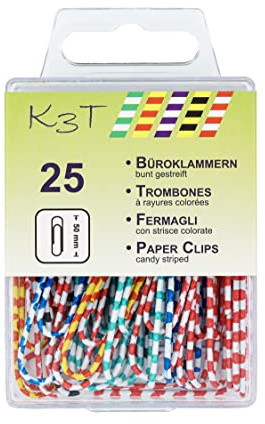 TSI Büroklammern XXL 25er Packung, Länge 50 mm, farbig gestreift, Art.Nr. 48029
