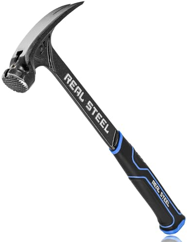 REAL STEEL Klauenhammer mit Magnetischen Nagel Starter und Ergonomische Griff 595g Rahmenhammer Zimmermannshammer, 0517