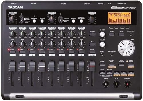 TASCAM DP-03SD - Digitales 8-Spur-Portastudio, Aufnahme/ Wiedergabe mit 44,1 kHz und 16 Bit mittels SD/SDHC-Speicherkarten, 2,10 x 11,40 x 8,20 Zoll