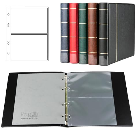 Prophila Collection Postkarten-Album (schwarz) mit 20 Hüllen für 40 Postkarten
