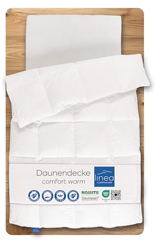 LINEA by böhmerwald - comfort - kuschlige Daunendecke warm, 155x220, 90% Daunen / 10% Federn, Allergiker geeignet, waschbar bis 60 °C, in Deutschland produziert