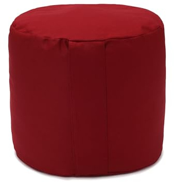 Yogabox Glückssitz Rondo Big D – Meditationskissen 100 Prozent Baumwolle Buchweizenschalenfüllung für große Menschen bis 1,95 m ergonomische Sitzhöhe 28 cm Bordeaux 36 x 36 cm