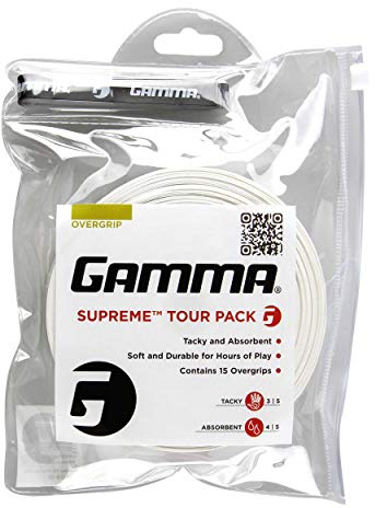 Gamma Griffband Supreme Overgrip 15 Tour Pack, weiß, AGSOB-10