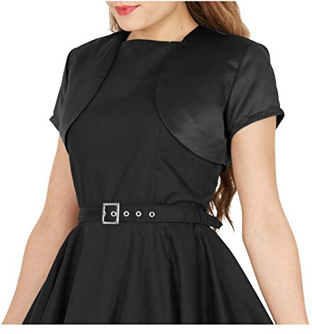 BlackButterfly Satin Bolero Damen Kurzarm | Offene Front, Zum Überziehen, Ohne Verschluss, Kurz Geschnitten, Größen XS-5XL, Hochzeit & Feiern