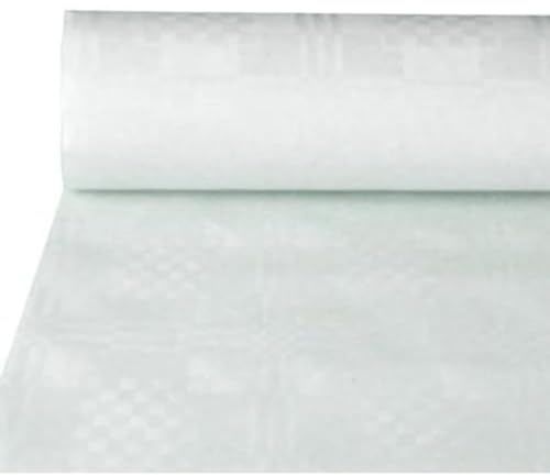 Papstar Papiertischtuch / Tischtuchrolle mit Damastprägung weiß (1 Stück), 50 x 0.8 m, einfach zuschneidbar, für Haushalt, Events, Outdoor-Party, Gartenfest, #12545
