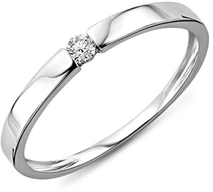 Miore 9 kt White Gold Engagement Ring with Solitaire White Round Brilliant Cut (0.05 ct) for Women