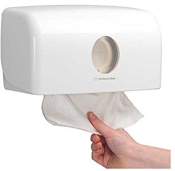Kleenex Handtuchspender - gefaltet/Weiß/Klein, 1er Pack (1 x 1 Stück) | Kompakter, weißer Spender für Faltpapiertücher, ideal für eine einfache Reinigung und optimale Hygiene im Waschraum
