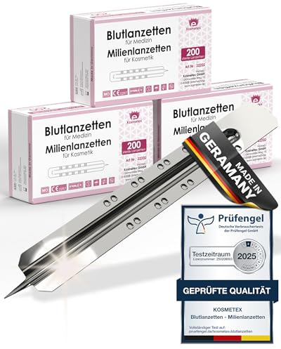 600x Blutlanzette, sterile Einweglanzette, Kosmetex Stainless Steel Lanzetten