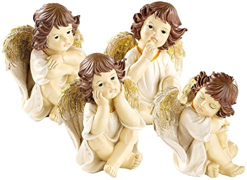 infactory Engelfiguren Weihnachten: Große Deko-Weihnachtsengel im 4-er Set (Deko Engel Weihnachten, Weihnachtsengel Figur, groß)