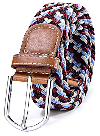 DonDon Stoffgürtel Stretchgürtel geflochten und elastisch Gürtel für Damen und Herren Länge 100 cm bis 120 cm