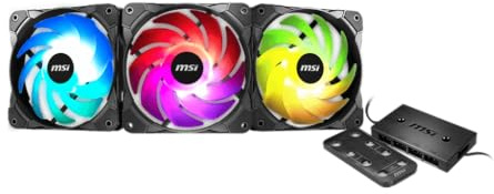 MSI MAX F12A-3H 120 mm Gehäuse Lüfter (3 x 120 mm Lüfter, LED-Steuerung, Fernbedienung, 3er Pack, schwarz, ARGB) A-RGB