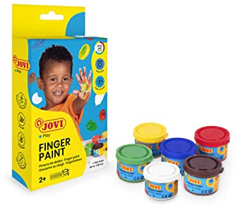 Jovi Fingerfarbe 6 Farben 210 ml, waschbar, ungiftig, glutenfrei, für Finger, Pinsel, Rolle, Spachtel, Schwamm, für Kinder