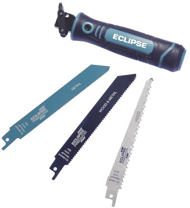 Eclipse Professional Tools EMFH4PS Multifunktionsgriff und Stichsägeblatt-Set, Handsäge zum Schneiden von Holz, Metall und Holz mit Nägeln, blau