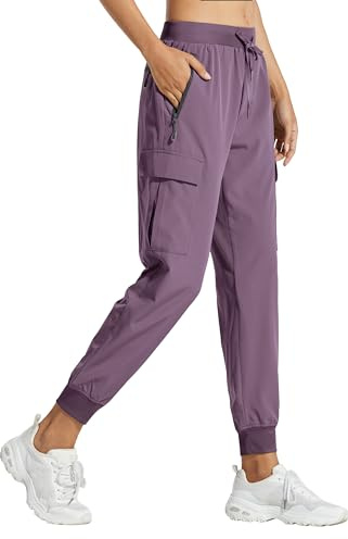 Libin Damen Cargohose Jogginghose Leichter Trekkinghose Wanderhose Schnelltrocken Wasserdicht Outdoorhose Sportlich Freizeit Reise, Vintage Lila, M