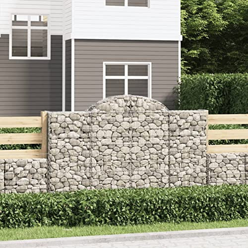 Iiaky Gabionen mit Hochbogen 5 STK. 200x50x120/140cm Verzinktes Eisen GabionenköRbe WasserzapfsäUle Garten Gabionen Zaun Gabionensteine