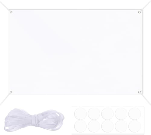 Larrel 180 x 110 cm Groß Leere Banner, Weiß Blanko Banner zum Bemalen mit Hängendem Seil Personalisiert Bannerfür Geburtstag Partyfeiern DIY Painting Outdoor Wandschilder Business Aktivitäten Display