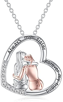 TOUPOP Geschenk für Schwestern 925 Sterling Silber Schwester Kette 2/3 Schwestern Anhänger Schmuck für Schwester Mama Damen Freundin Tochter Geburtstag Weihnachtstag