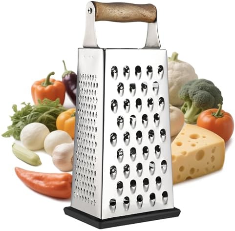 YC Kitchen Käsereibe, Gemüsehobel, Reibe für gemüse, 4-seitig Küchenreibe | Edelstahl,Vierkantreibe,Praktische Gadgets für die Küche(groß-1)