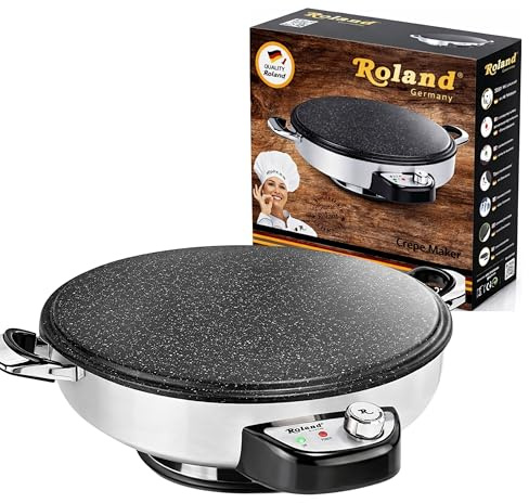 Roland Germany Fladenbäcker 50cm Granit – Elektrischer Pfannkuchen Yufka Katmer Gerät – 2300W, beschichtet, Temperaturregler, Edelstahl (Granit)