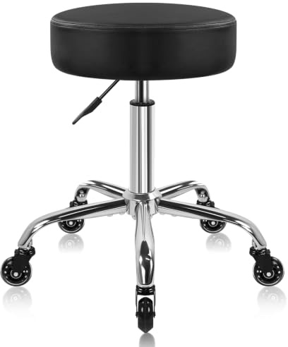 WKWKER Rollhocker mit Rollen Hydraulisch Schwenkbar Verstellbar, Schwarz