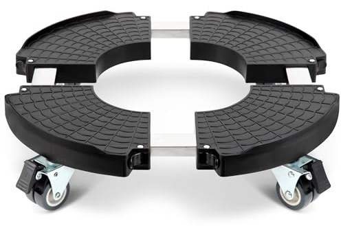 W B D WEIBIDA Pflanzenroller Rund Ø 40-54cm Tragkraft 200 KG, Pflanzenrolle Außenbereich mit 360 ° Drehbare Rädern Schwerlast und Innen, Rollbrett Pflanzen für den Hausgarten Blumentopf, Schwarz