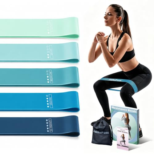 Fitnessbänder 5er Set Widerstandsbänder mit 5 Stufen Übungsbänder für Heim-Fitness, Stretching, Krafttraining, Physiotherapie, Pilates, Yoga, Elastische Workout-Bänder für Frauen