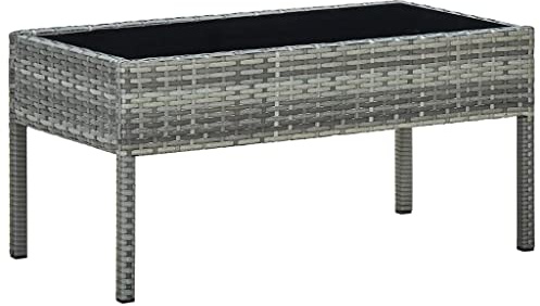 vidaXL Gartentisch Beistelltisch Gartenmöbel Tisch Balkontisch Loungetisch Couchtisch Kaffeetisch Terrassentisch Grau 75x40x37cm Poly Rattan
