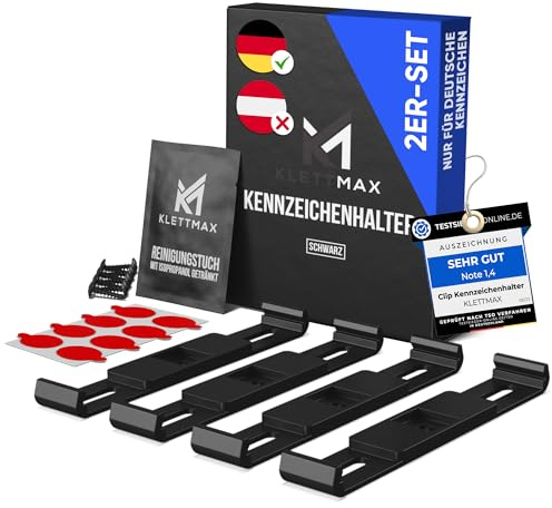KLETTMAX® ORIGINAL Universal-Kennzeichenhalter, 2er Set – Rahmenlose Kennzeichenbefestigung für alle Fahrzeuge