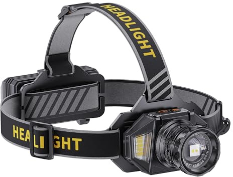 SIDARK Stirnlampe Led Wiederaufladbar，Superhell 120000 HOCH LUX Kopflampe Stirnlampe mit 12 Modi & IPX7 Wasserdichte & 90° Verstellbar stirnlampe Led Für Outdoor Camping
