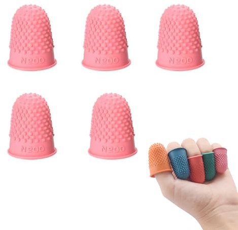QLING Gummi-Fingerhügel, Rutschfest, flexibel, zum Zählen von Notizen, zum Wenden, Nähen, Zählen, Fingerspitzenschutz, 5 Stück, Rose, Free Size