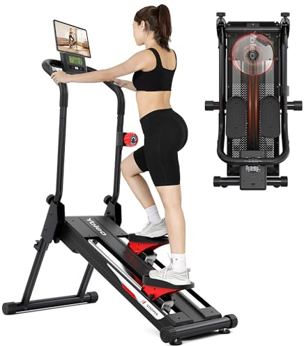 YOLEO Profi Stair Stepper mit Magnetwiderstand, 16-stufiger Treppensteiger für Zuhause, klappbares Cardio Fitnessgerät mit Handlauf, 71 cm Schrittlänge, LCD & Herzfrequenzsensor