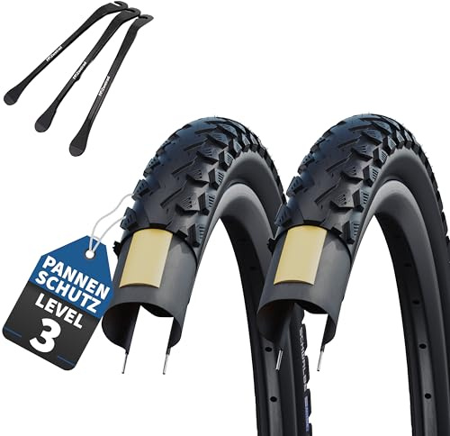 2er Set Schwalbe Fahrradreifen Land Cruiser 28 Zoll, Verschiedene Breiten mit wählbar zusätzlich AV, DV, SV-Schläuche + 3 Metall Reifenheber E Bike (Ohne Schläuche, 28x1,75 Zoll (47-622))