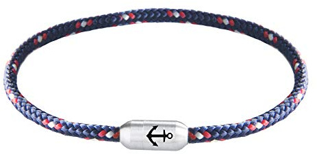 Paris Montana Schmales Dünnes Filigranes Original Anker Segeltau Armband Unisex Geflochten Gravur Handmade Hochwertiger Magnetverschluss Durchmesser Ø 4mm (Fargo, 21)
