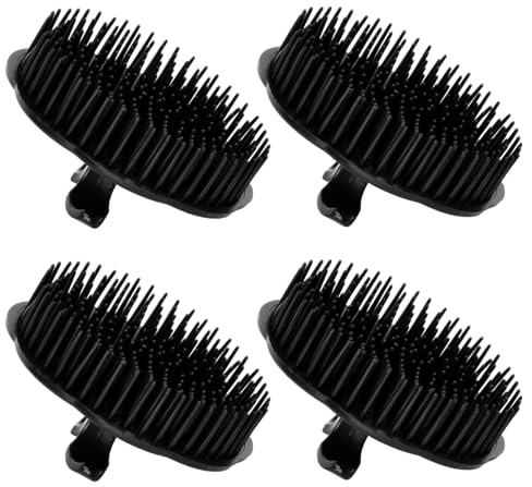 4-teiliges Shampoo-Massagegerät, Leder, Kamm, Shampoobürste, Massagegerät für Kopfleder, Massage, Haarbürste, Shampoo
