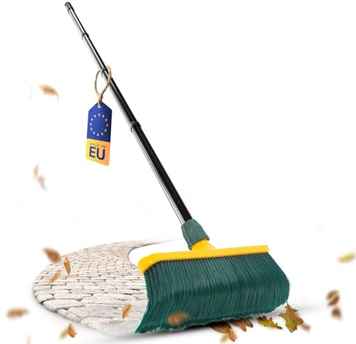 Novaliv Premium Krallenbesen mit Stiel 30cm, Spezialbesen gebogenen Borsten Kunststoffkopf -Ideal als Gartenbesen, Kratzbesen, Kunstrasen Besen, Optimal für Camping, Straßenbesen