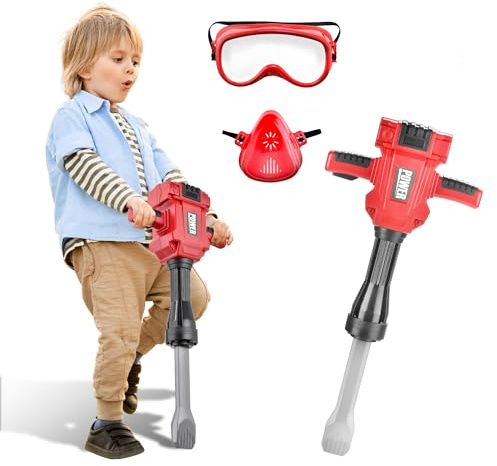 Toy Choi's presslufthammer Kinder - Hammer mit realistischem Klang und Action, batteriebetriebener Auf- und Abbewegung von Bohrmaschinen, Rollenspielzeug für Kind im Alter von