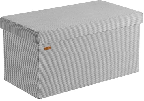 Casaria® Sitzbank mit Stauraum Grau Cord Faltbar Sitzbank 300kg Belastbar 76x38cm Truhe für Wohnzimmer Schlafzimmer Flur Diele Truhenbank Bank