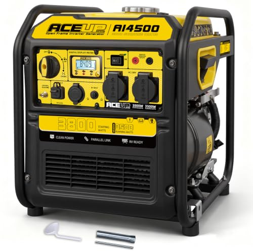 Aceup Energy 3800W Inverter Stromerzeuger Benzin, Notstromaggregat mit Reinem Sinus – Digital-Display, Eco-Modus, 230V 12V Steckdosen, 4-Takt Generator für Camping, Baustelle, Haus