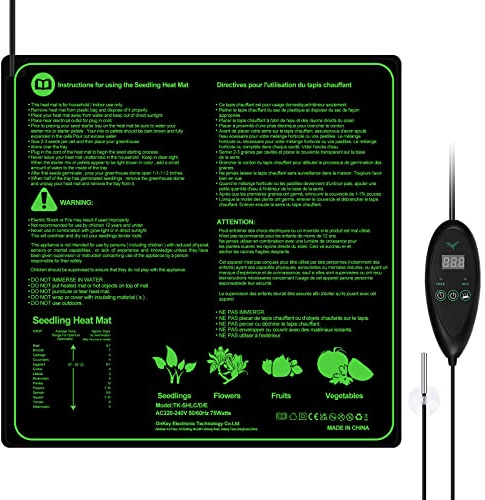Hyindoor Heizmatte Wärmematte mit Thermostat wasserdichte Heizmatte Gewächshaus Heizkissen mit 6 Temperaturstufen und 6 Timerstufen für Pflanzen Wachstum,50 x 50cm