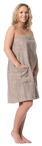 ZOLLNER Damensaunakilt in braun - hautfreundlich und saugstark - Baumwolle - mit Gummizug und Klettverschluss - Größe L/XL - waschbar bis 60°C - Oeko Tex® zertifiziert
