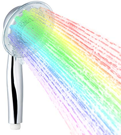 LEDGLE LED Duschkopf mit Farbwechsel LED Handbrause, 7 Farben Licht Automatische, Einstellbare Wasserdurchfluss