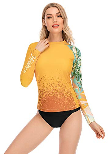 HUGE SPORTS Rash Guard für Damen Rashguard Langarm Bademode Shirts Schnell Trocknender Swimsuit (King Kong, S)