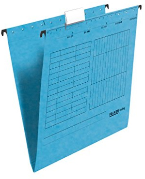Original Falken 25er Pack Hängemappe UniReg. Made in Germany. Aus Recycling-Karton für DIN A4 seitlich offen blau Blauer Engel ideal für die lose Blatt-Ablage im Büro und der Behörde