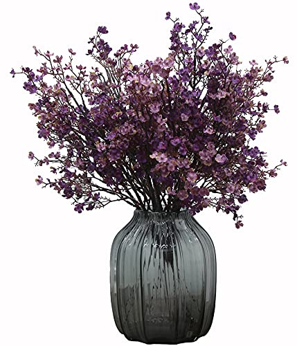 JAKY-Global Künstliche Blumen 6 Stück Getrocknete Unechte Seide Blumen Babysbreath Pflanze Dekoration für Hochzeit Sträuße Haus Garten Party Blumenschmuck (Herbst Lila)